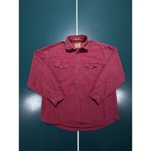 Vintage St John's Bay Chamois Cloth Flannel Shirt Men Large Soft Red Heavyweight